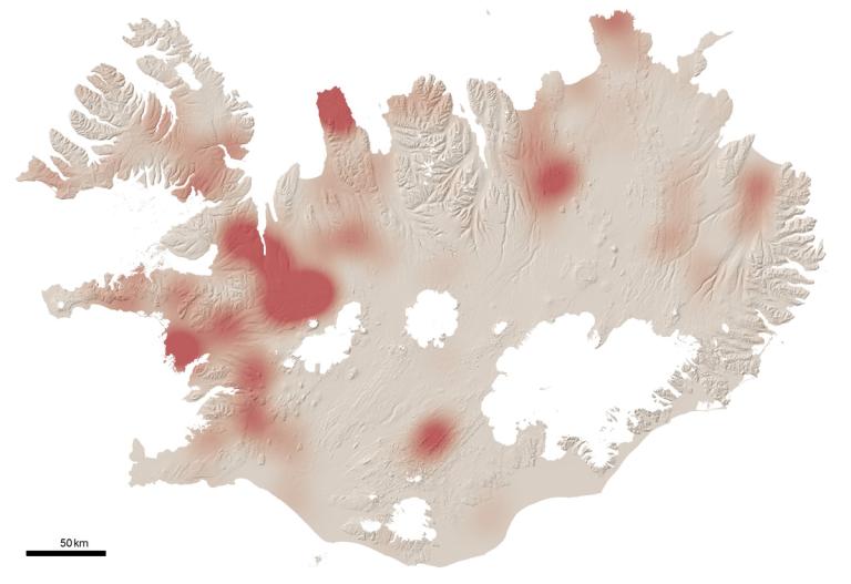 Þéttleiki himbrimavarps á Íslandi