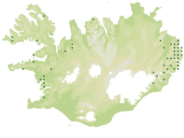 Útbreiðsla - Bergsteinbrjótur (Saxifraga paniculata)