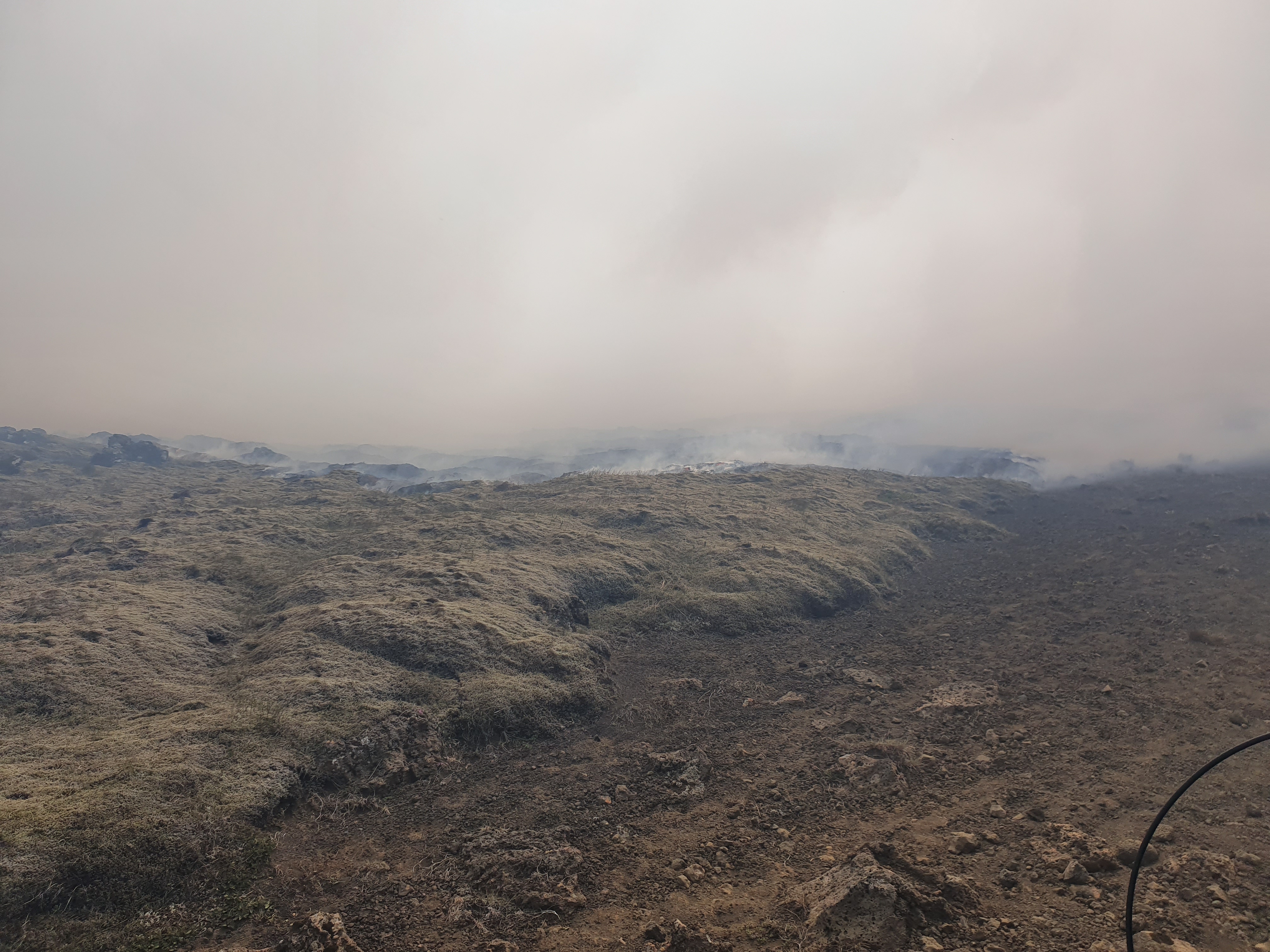 Mikill reykur var á gosstöðvunum.