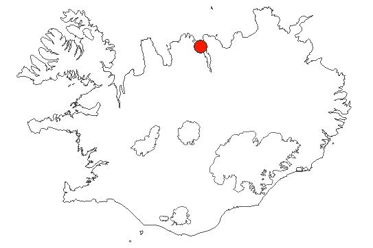 Location of area Hrísey in iceland