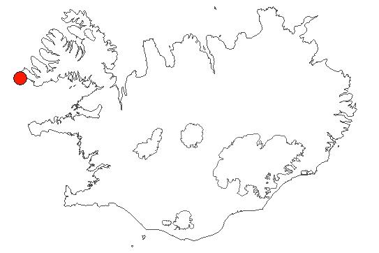 Location of area Látrabjarg in iceland
