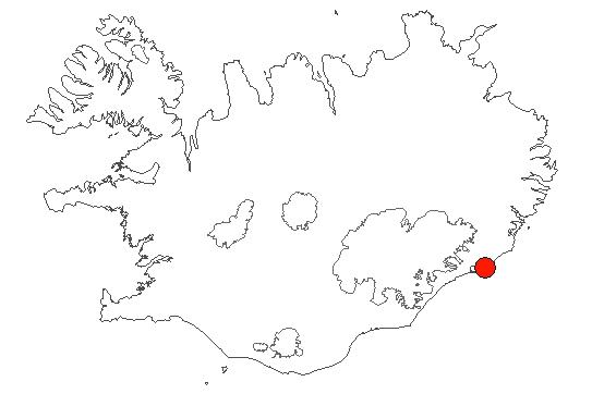 Location of area Skarðsfjörður in iceland