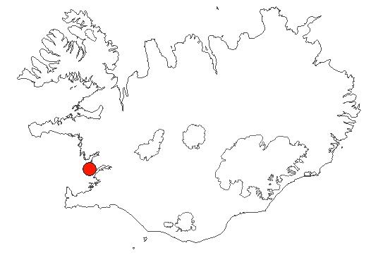 Location of area Blautós in iceland