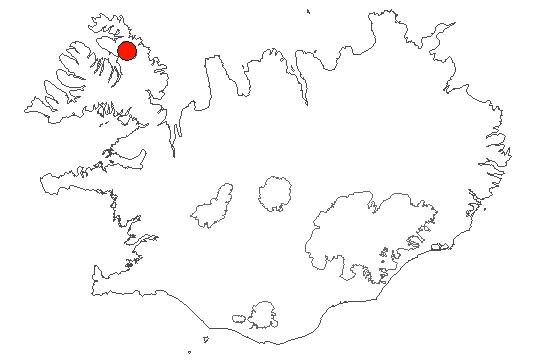 Location of area Drangajökull in iceland