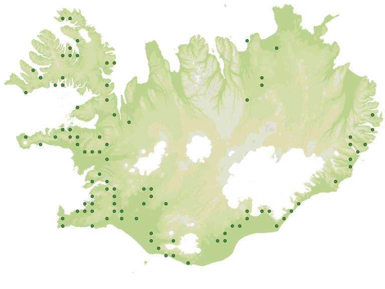 Útbreiðsla - Hrokkinskeggi (Grimmia torquata)