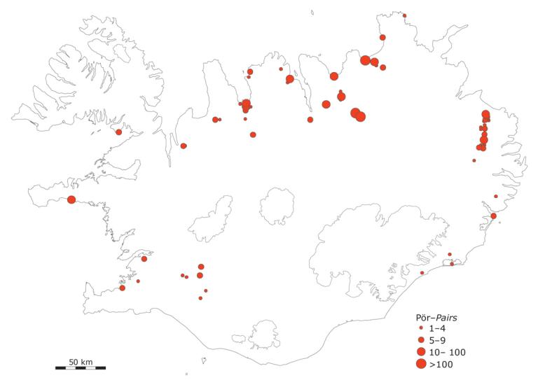 Fjöldi og dreifing flórgoða í varpi 2004