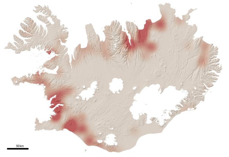 Þéttleiki brandugluvarps á Íslandi