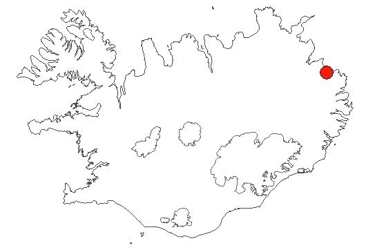 Location of area Úthérað in iceland