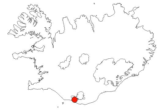 Location of area Kvernufoss in iceland