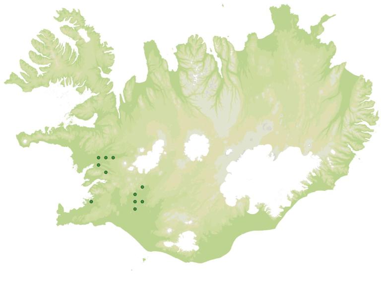 Útbreiðsla - Vatnsnafli (Hydrocotyle vulgaris) Útbreiðsla - Vatnsnafli (Hydrocotyle vulgaris)