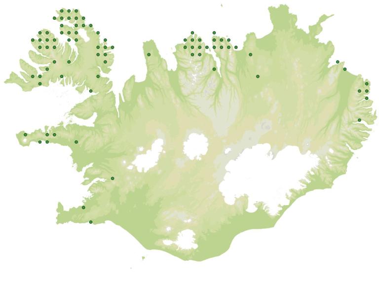 Útbreiðsla - Þúsundblaðarós (Athyrium distentifolium)