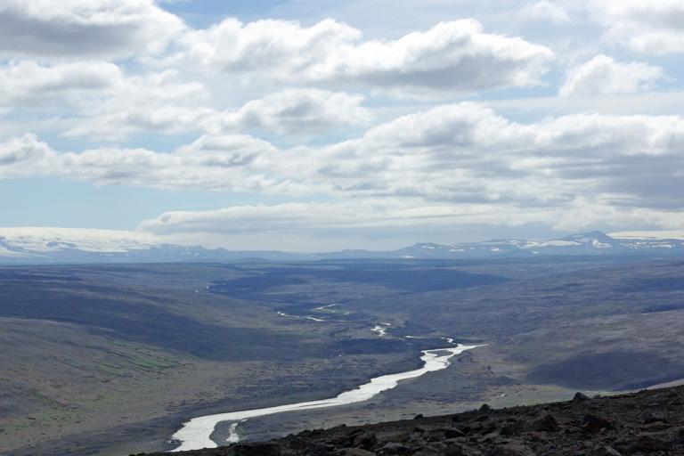 Syðst í Krókdal við Skjálfandafljót, horft inn Hraunárdal