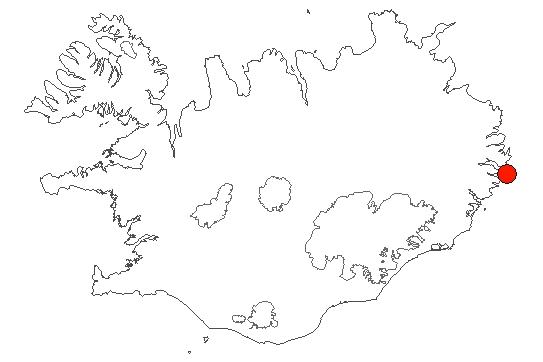 Location of area Skrúður in iceland