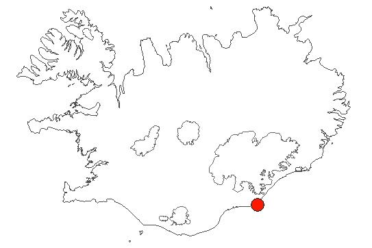 Location of area Ingólfshöfði in iceland
