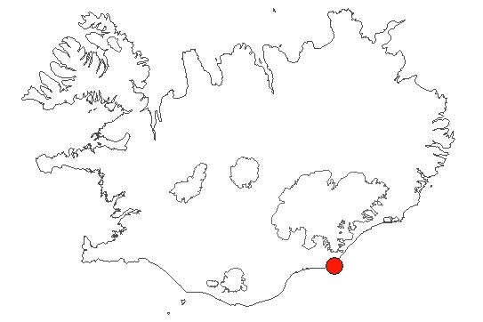 Map of Ingólfshöfði Location of area Ingólfshöfði in iceland