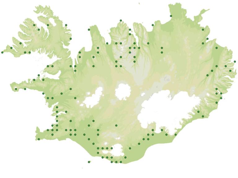 Útbreiðsla - Urðasnúður (Tortula subulata)