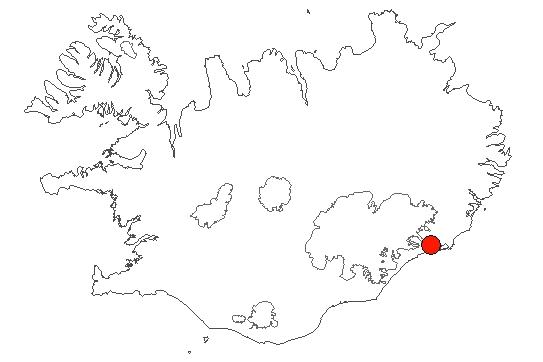 Location of area Hornafjörður-Kolgríma in iceland