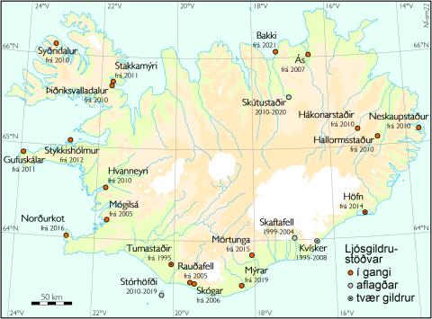 Vöktunarstaðir fiðrilda 1995–2022