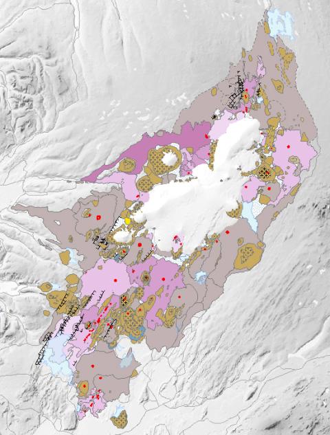 Jarðfræðikort af Vesturgosbelti 2019 - berggrunnur