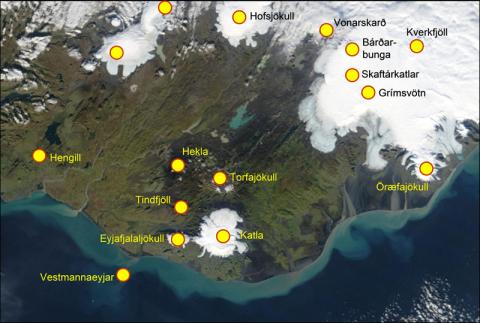 eldur_kort Kort af eldstöðvum á Suðurlandi