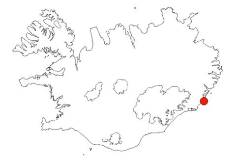 Hvalnesfjall á Íslandskorti
