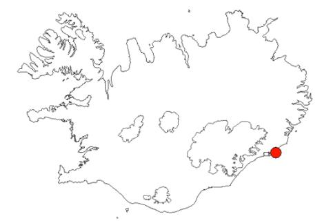 Fjarðarfjall og Vesturhorn á Íslandskorti