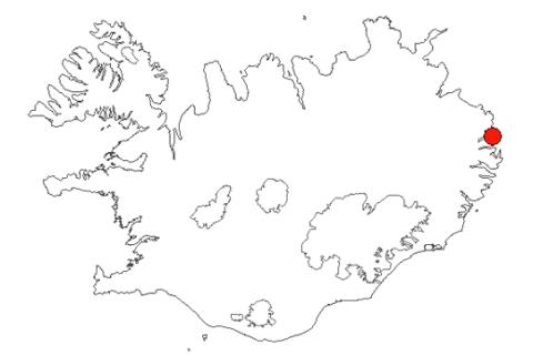 Skálanesbjörg á Íslandskorti