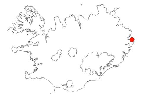 Norðfjarðarnípa á Íslandskorti