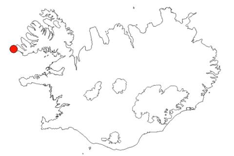 Bjarnarnúpur á Íslandskorti