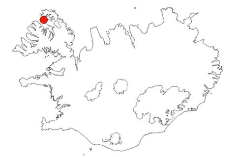 Vébjarnarnúpur á Íslandskorti