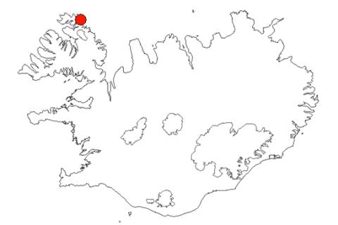 Smiðjuvíkurbjarg á Íslandskorti